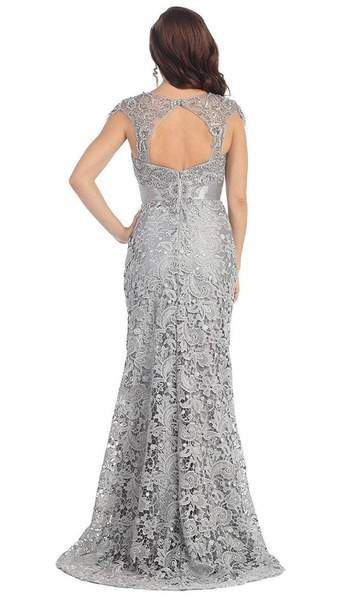 May Queen - Rhinestone Lace Floral Evening Gown RQ7182 - 1 pc Mauve in Size 6 Available CCSALE