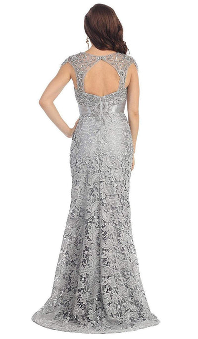May Queen - RQ7182 Rhinestone Lace Floral Evening Gown Special Occasion Dress