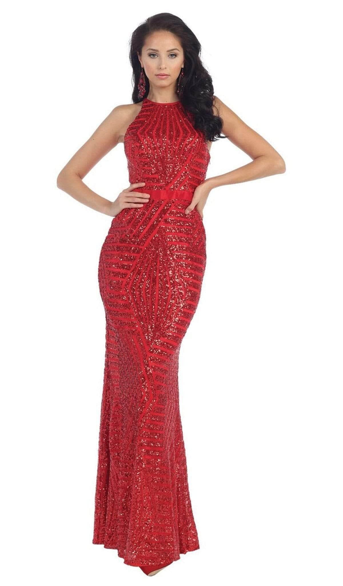 May Queen RQ7238 - Illusion Cutout Back Evening Gown Special Occasion Dresses 16 /Taupe