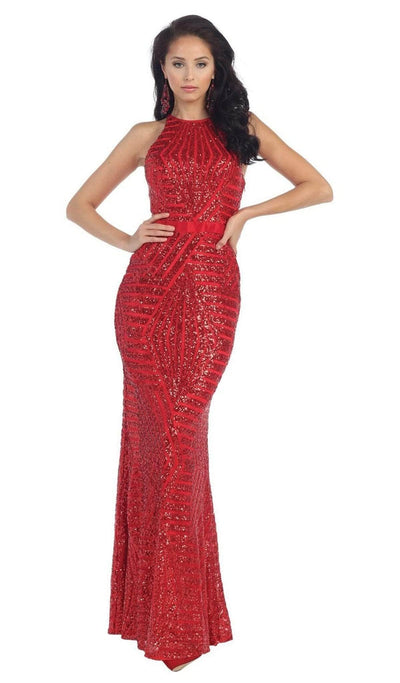 May Queen RQ7238 - Illusion Cutout Back Evening Gown Special Occasion Dresses 16 /Taupe