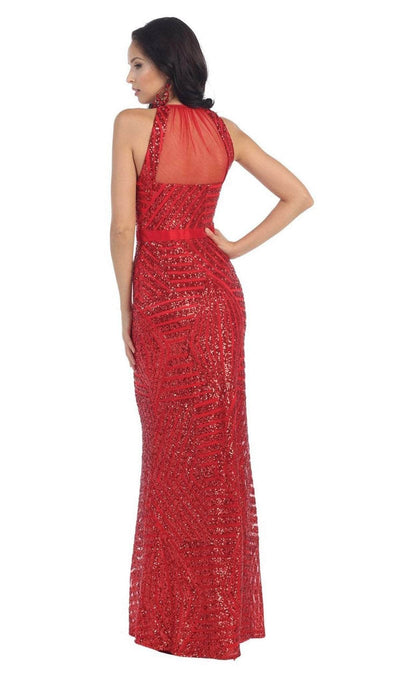 May Queen RQ7238 - Illusion Cutout Back Evening Gown Special Occasion Dresses 16 /Taupe