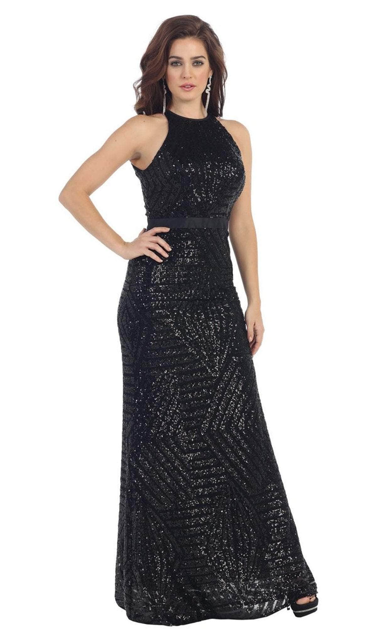 May Queen RQ7238 - Illusion Cutout Back Evening Gown Special Occasion Dresses 16 /Taupe