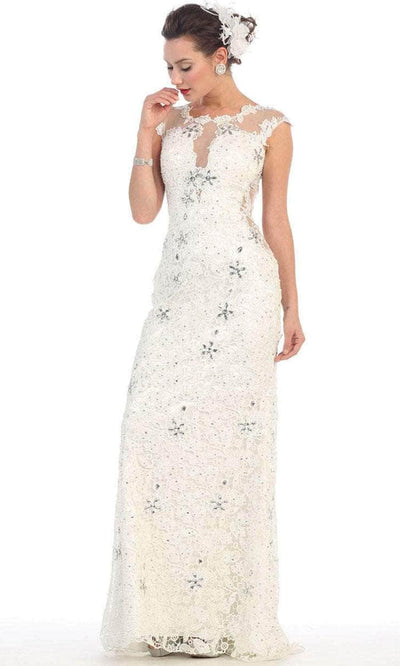 May Queen RQ7295 - Jewel Neck Cap Sleeves Evening Gown Evening Dresses