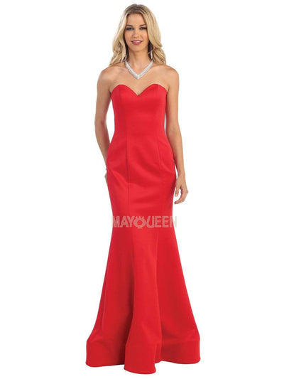 May Queen - RQ7305 Strapless Sweetheart Trumpet Gown Prom Dresses 2 / Red