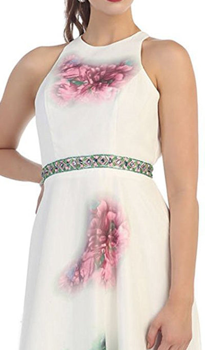 May Queen - RQ7427 Sleeveless Printed Chiffon Long Evening Dress Special Occasion Dress