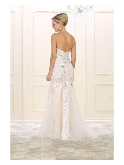May Queen RQ7539 - Thread Strapped Evening Gown Special Occasion Dress