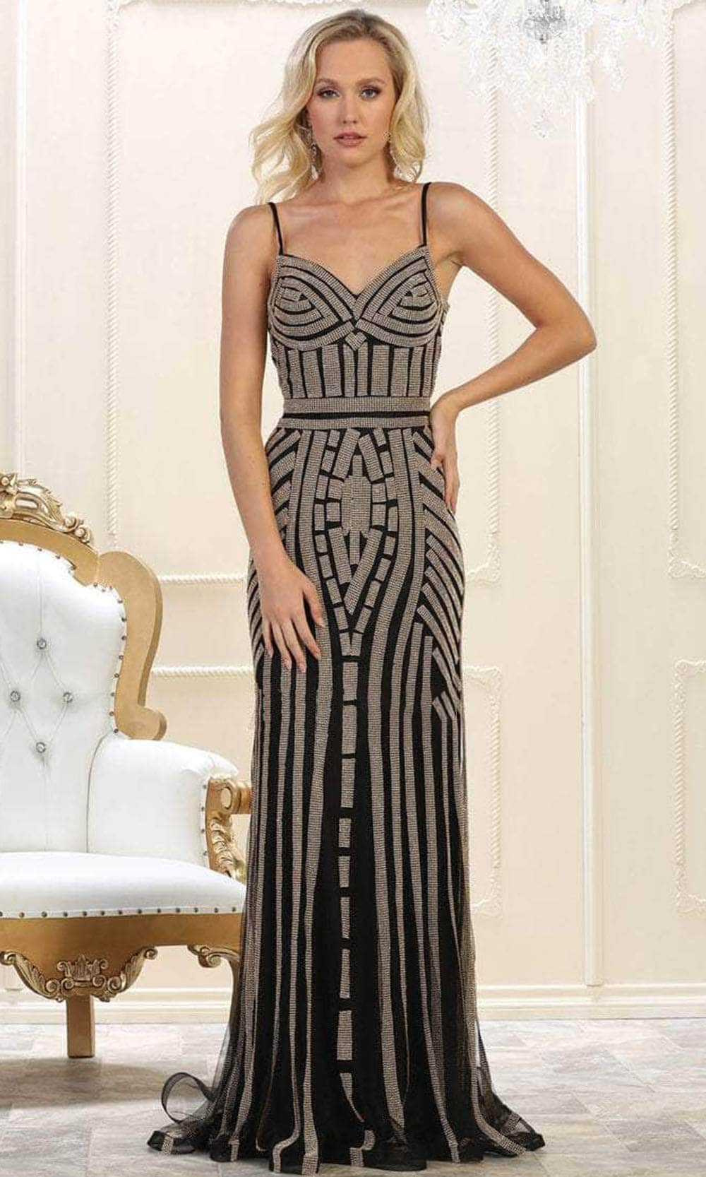 May Queen RQ7591 - Sleeveless Beaded Long Dress Prom Dresses 4 / Black