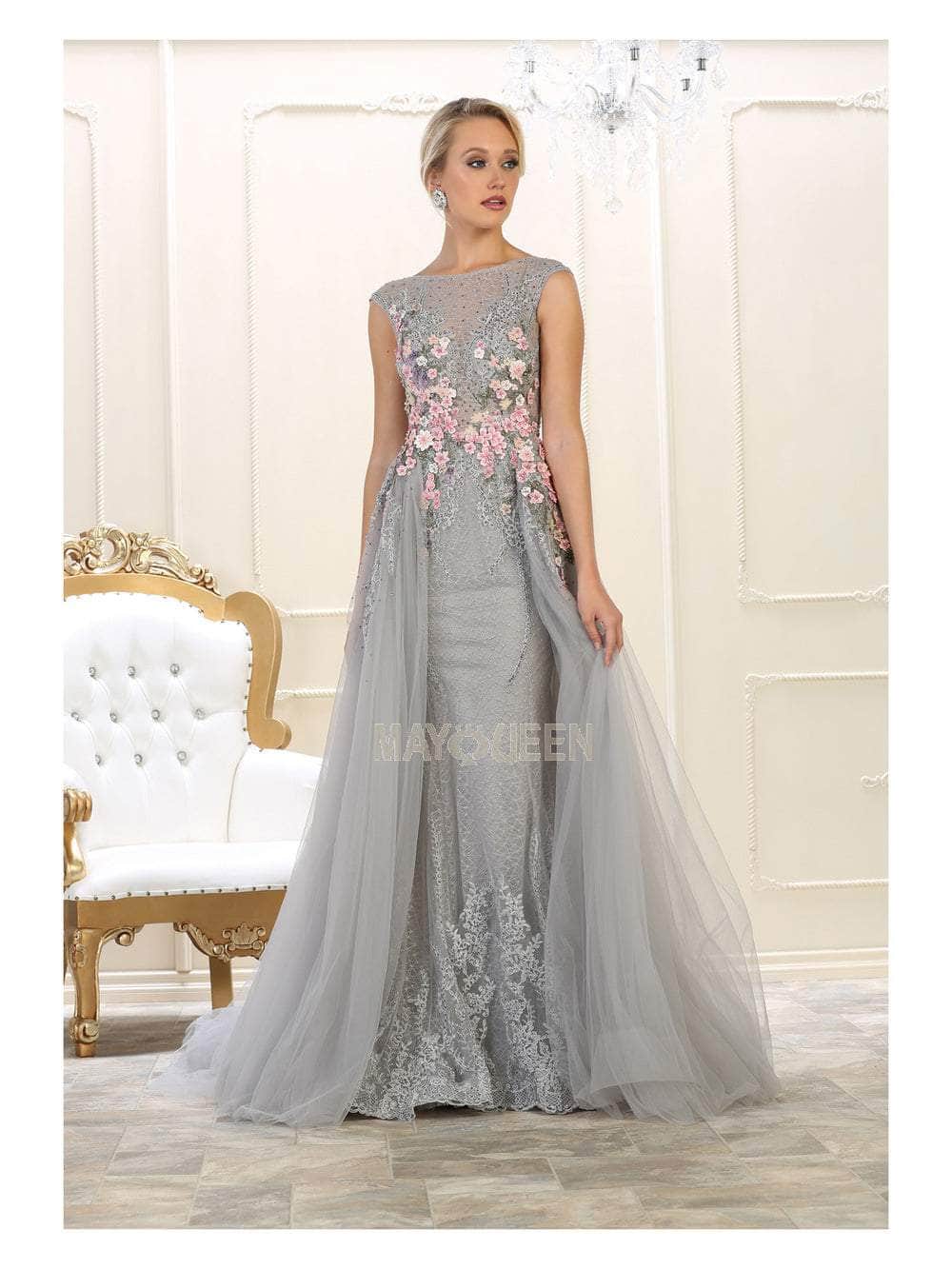May Queen RQ7596 - Laced Overlay Dress Special Occasion Dress