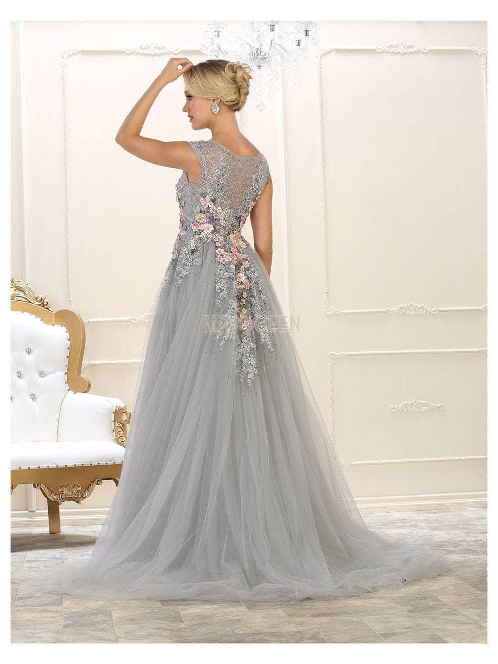 May Queen RQ7596 - Laced Overlay Dress Special Occasion Dress