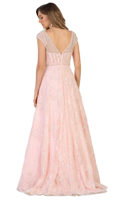 May Queen RQ7612 - Cap Sleeve A-Line Formal Dress Special Occasion Dresses 6 /Blush