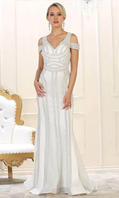 May Queen RQ7614 - Cold Shoulder Evening Gown Evening Dresses 2 / Ivory