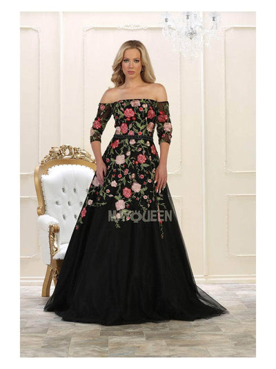 May Queen RQ7619 - Off Shoulder Floral Embroidered Dress Special Occasion Dress