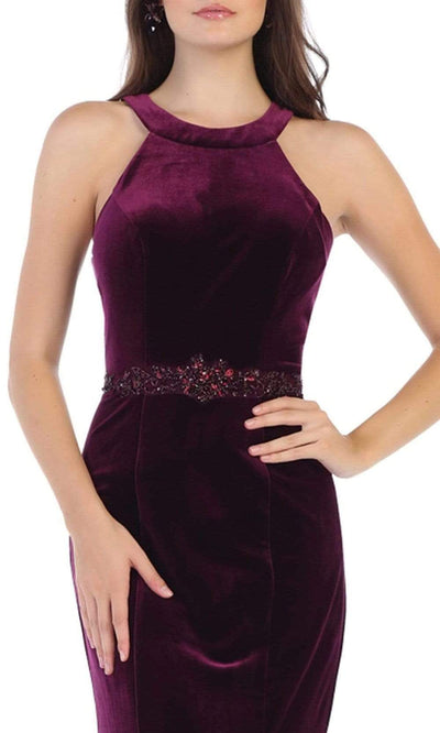 May Queen - Jewel Neck Fitted Sheath Gown RQ7652SC In Purple