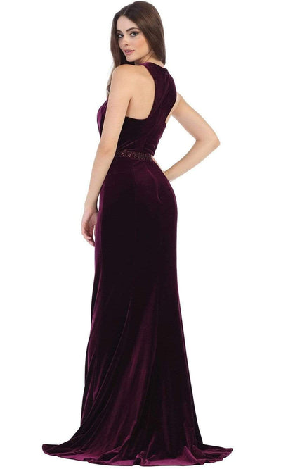 May Queen - Jewel Neck Fitted Sheath Gown RQ7652SC In Purple