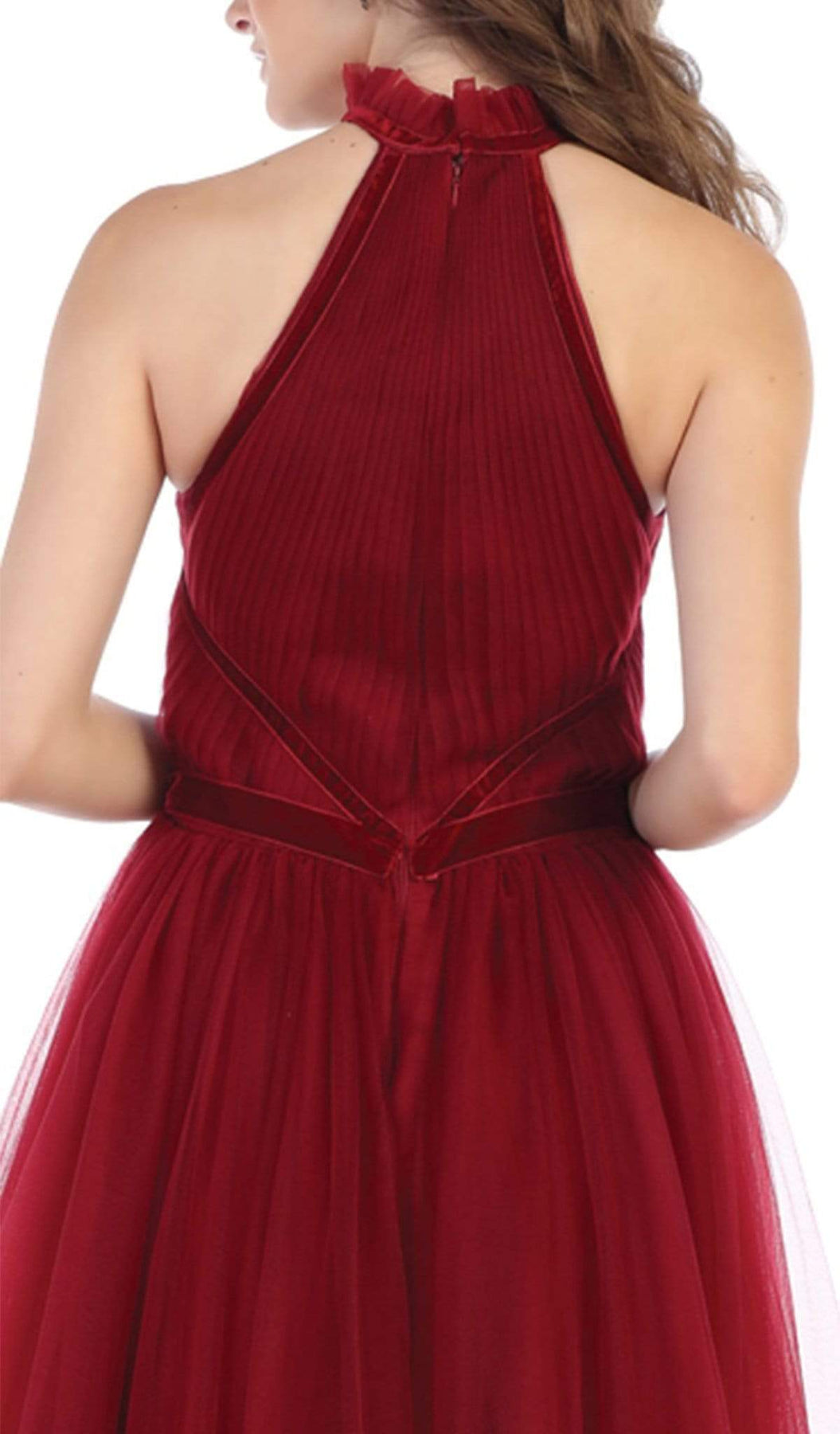 May Queen - RQ7669 High Neck Pleated A-Line Evening Gown Special Occasion Dress