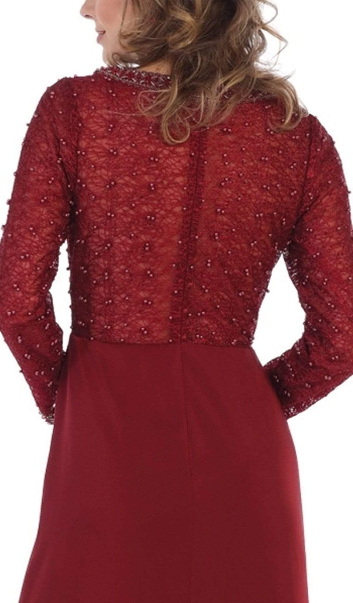 May Queen - RQ7692 Applique Long Sleeve Column Dress Special Occasion Dress