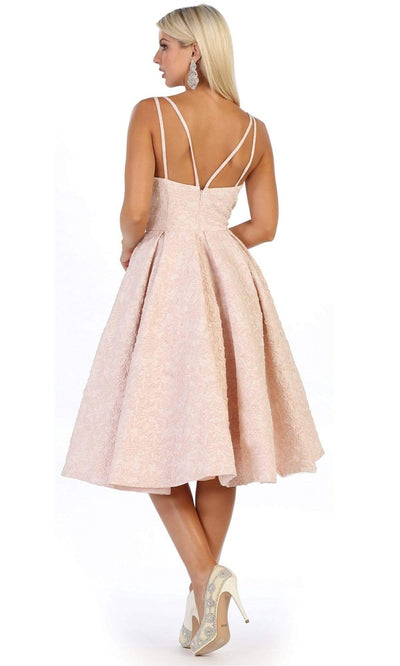 May Queen - Tea-Length Pleated Skirt A-Line Dress RQ7699SC In Pink