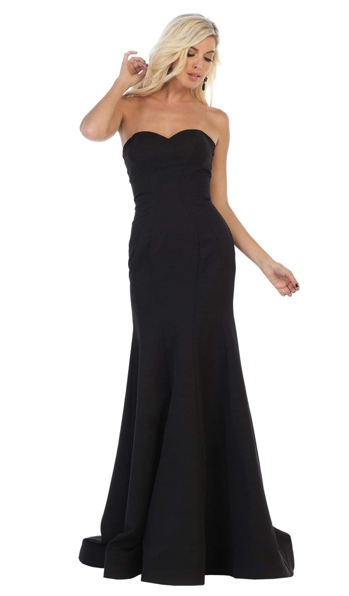 May Queen - RQ7703 Strapless Sweetheart Trumpet Evening Dress Bridesmaid Dresses 4 / Black
