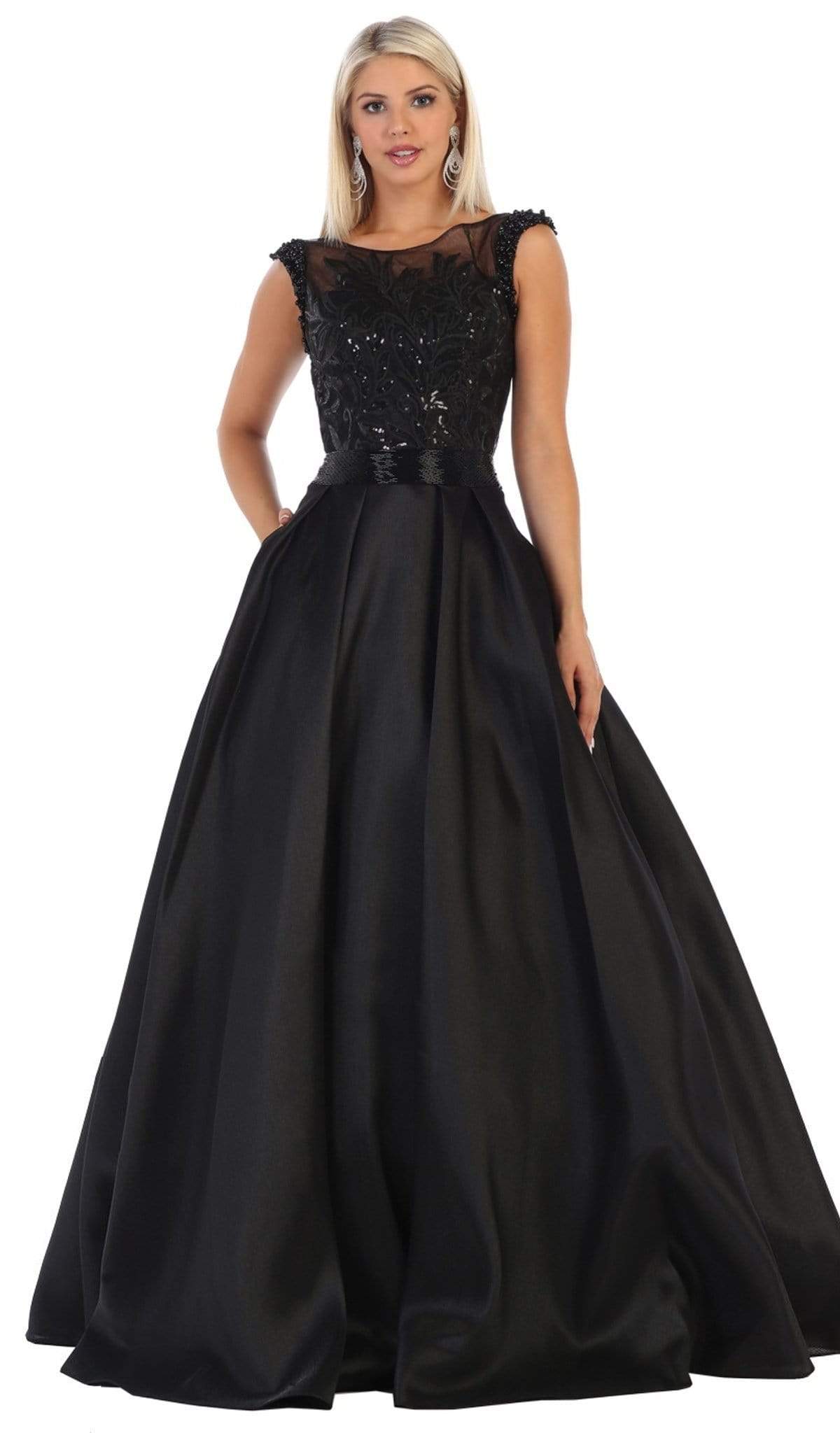 May Queen - RQ7706 Sequin Embroidered Ballgown Ball Gowns 4 / Black