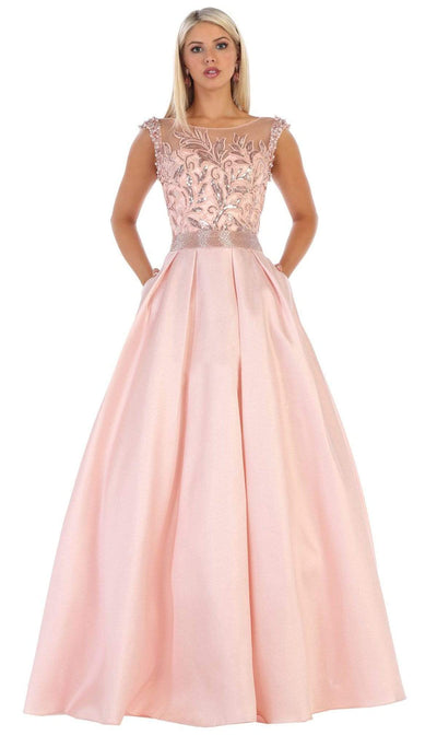 May Queen - RQ7706 Sequin Embroidered Ballgown Ball Gowns 4 / Blush