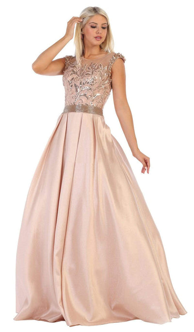 May Queen - RQ7706 Sequin Embroidered Ballgown Ball Gowns 4 / Rosegold