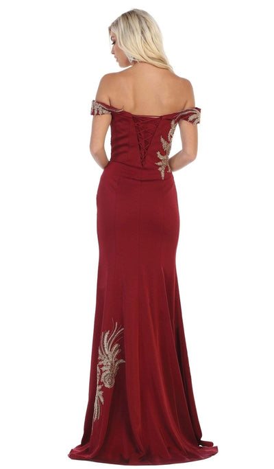 May Queen - RQ7712 Embellished Off-Shoulder Trumpet Dress Special Occasion Dress