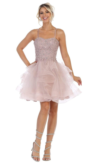 May Queen - RQ7720 Appliqued Sweetheart Bodice A-Line Dress Special Occasion Dress 2 / Mauve
