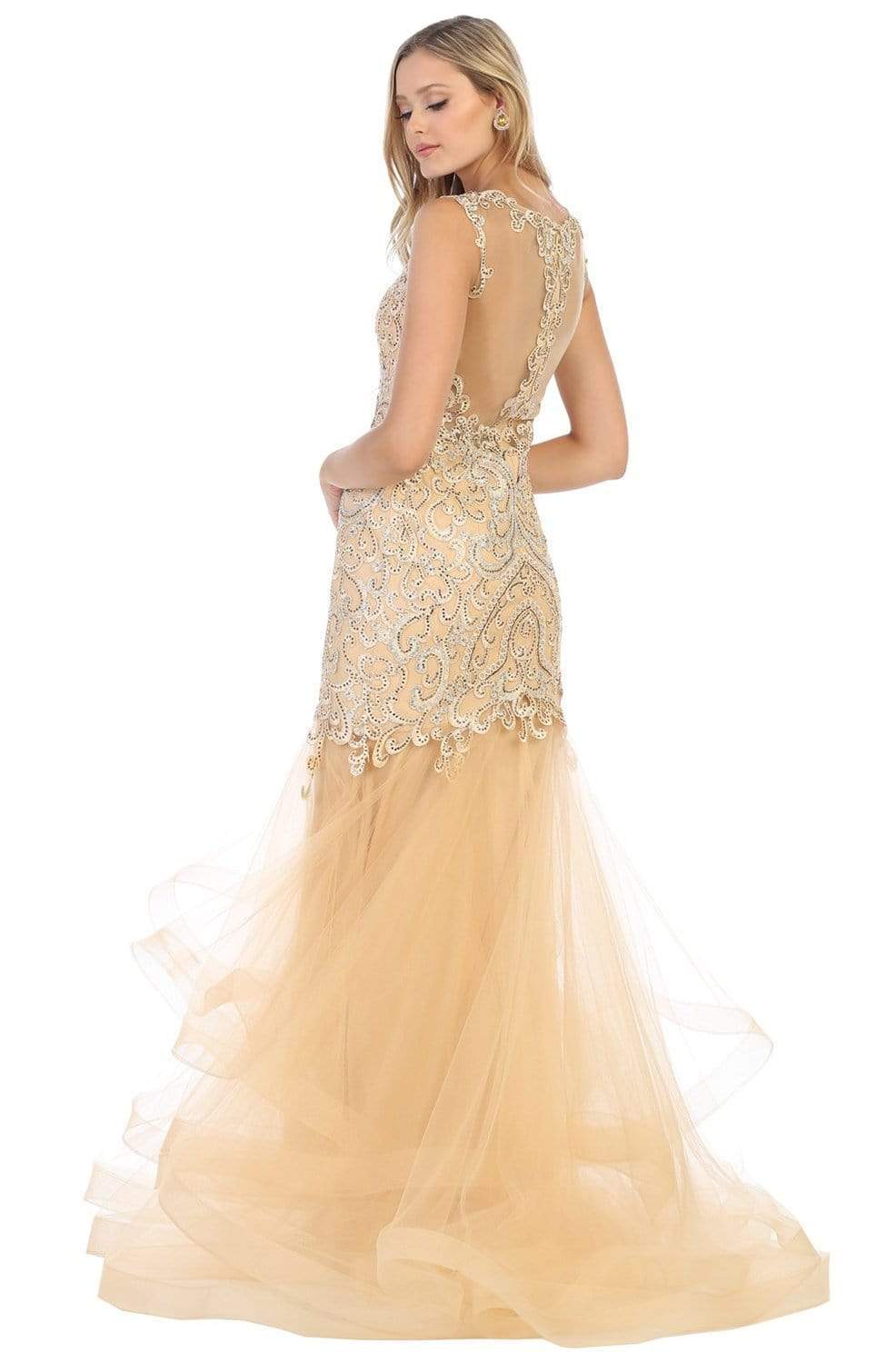 May Queen - RQ7778 Embroidered Ruffled Trumpet Dress Prom Dresses