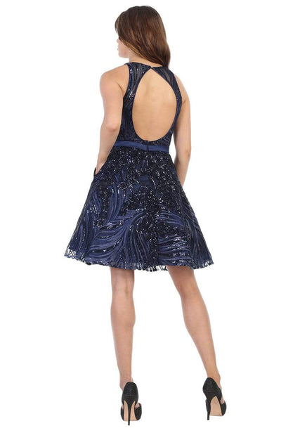 May Queen - RQ7779 Sequin Embellished A-Line Short Dress Party Dresses