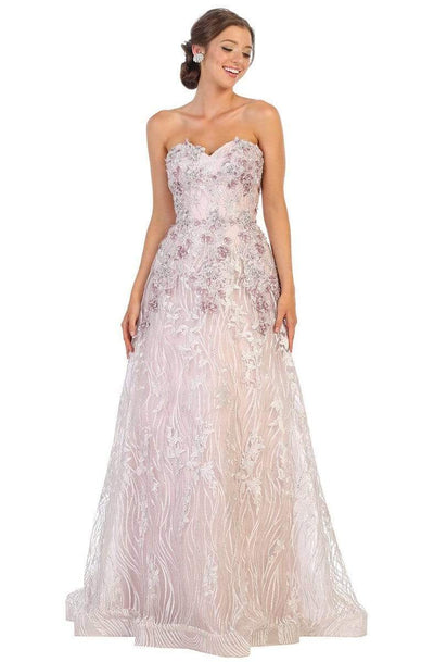 May Queen - RQ7806 Embroidered Sweetheart A-line Dress Evening Dresses 4 / Mauve