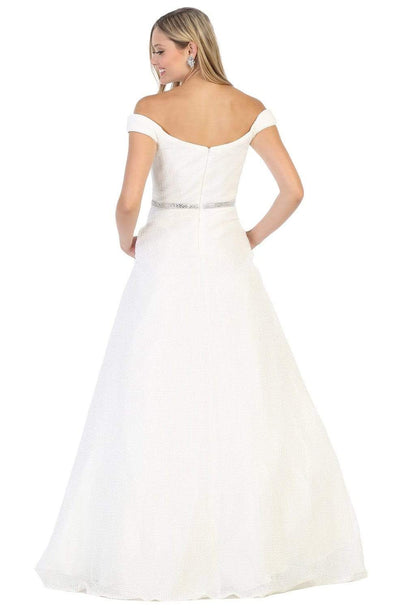 May Queen - RQ7807 Off-Shoulder Embellished A-line Dress Evening Dresses