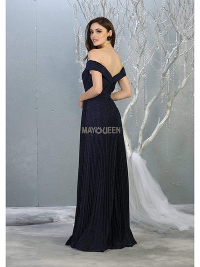 May Queen - RQ7876 Off-Shoulder Pleated A-Line Dress Evening Dresses