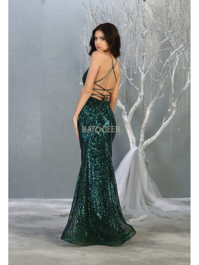 May Queen - RQ7878 Strappy Sequined Trumpet Dress Evening Dresses