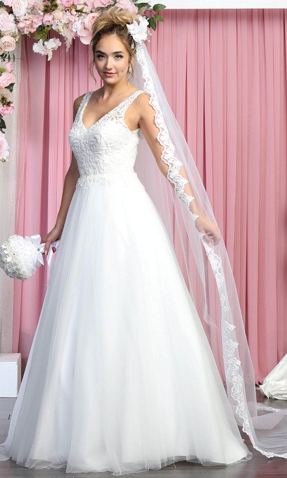 May Queen RQ7883 - Sleeveless V-neck Wedding Gown Wedding Dresses