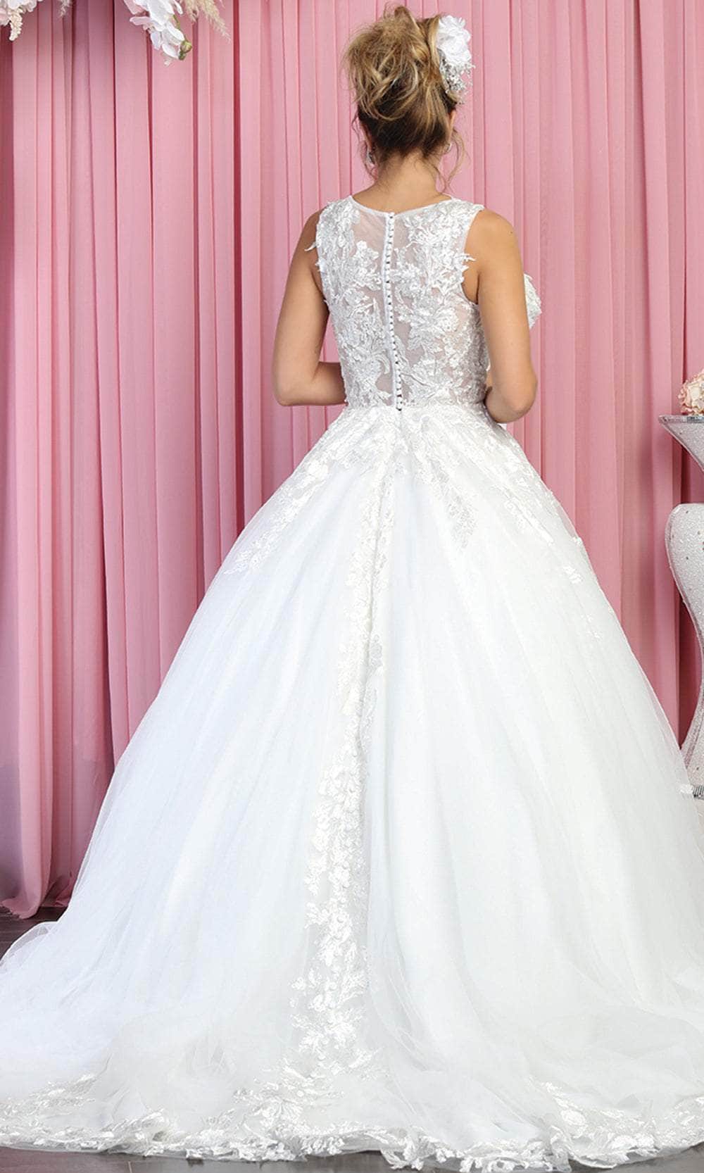 May Queen RQ7900 - Sleeveless Illusion Jewel Neckline Wedding Dress Wedding Dresses