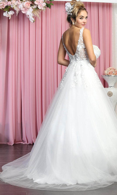 May Queen RQ7902 - Sleeveless Plunging V-Neckline Wedding Gown Wedding Dresses