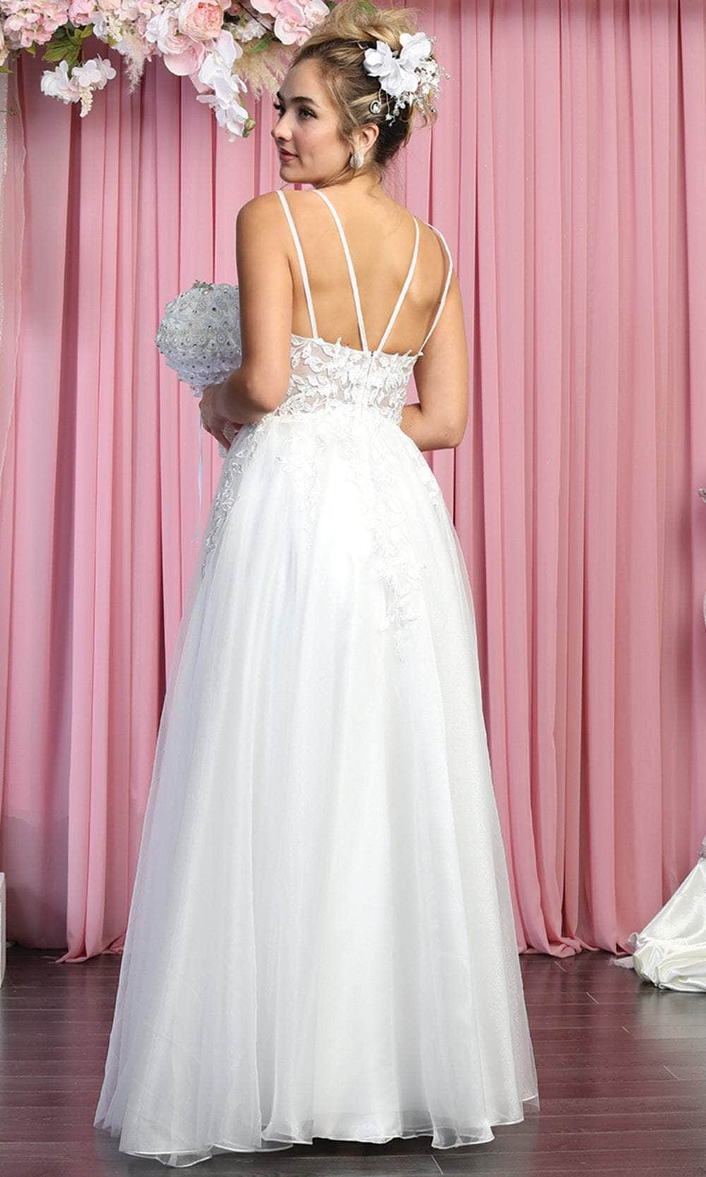 May Queen RQ7905 - Sleeveless Deep V-neck Wedding Dress Special Occasion Dress