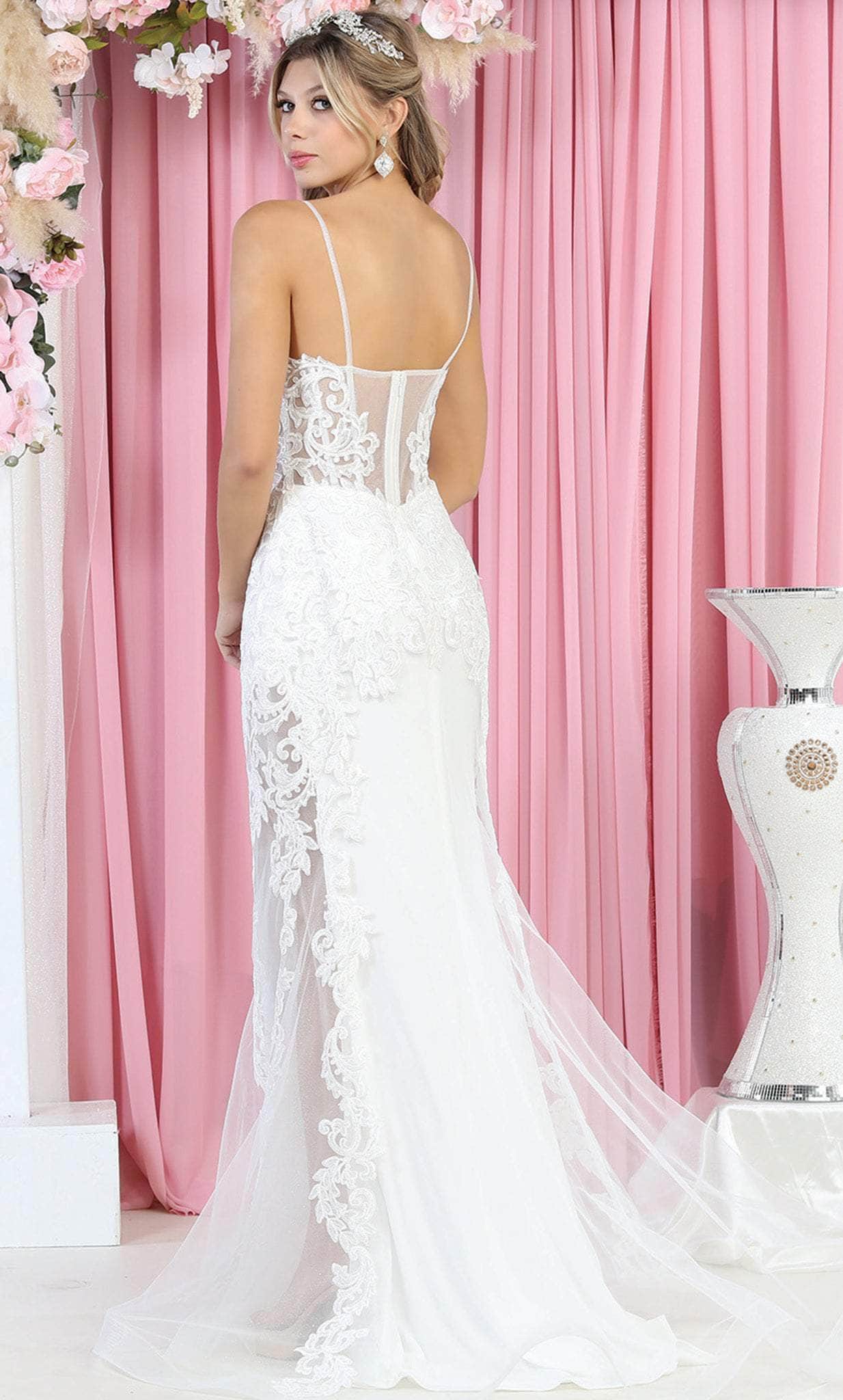 May Queen RQ7919 - Embroidered Mermaid Wedding Gown Special Occasion Dress