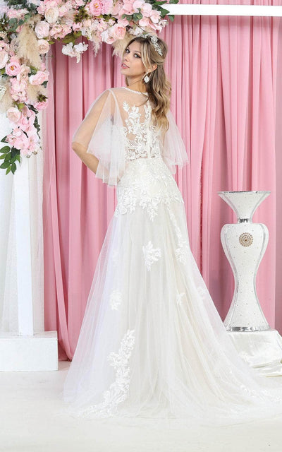 May Queen RQ7922 - Sheer Embroidered Bridal Gown Special Occasion Dress