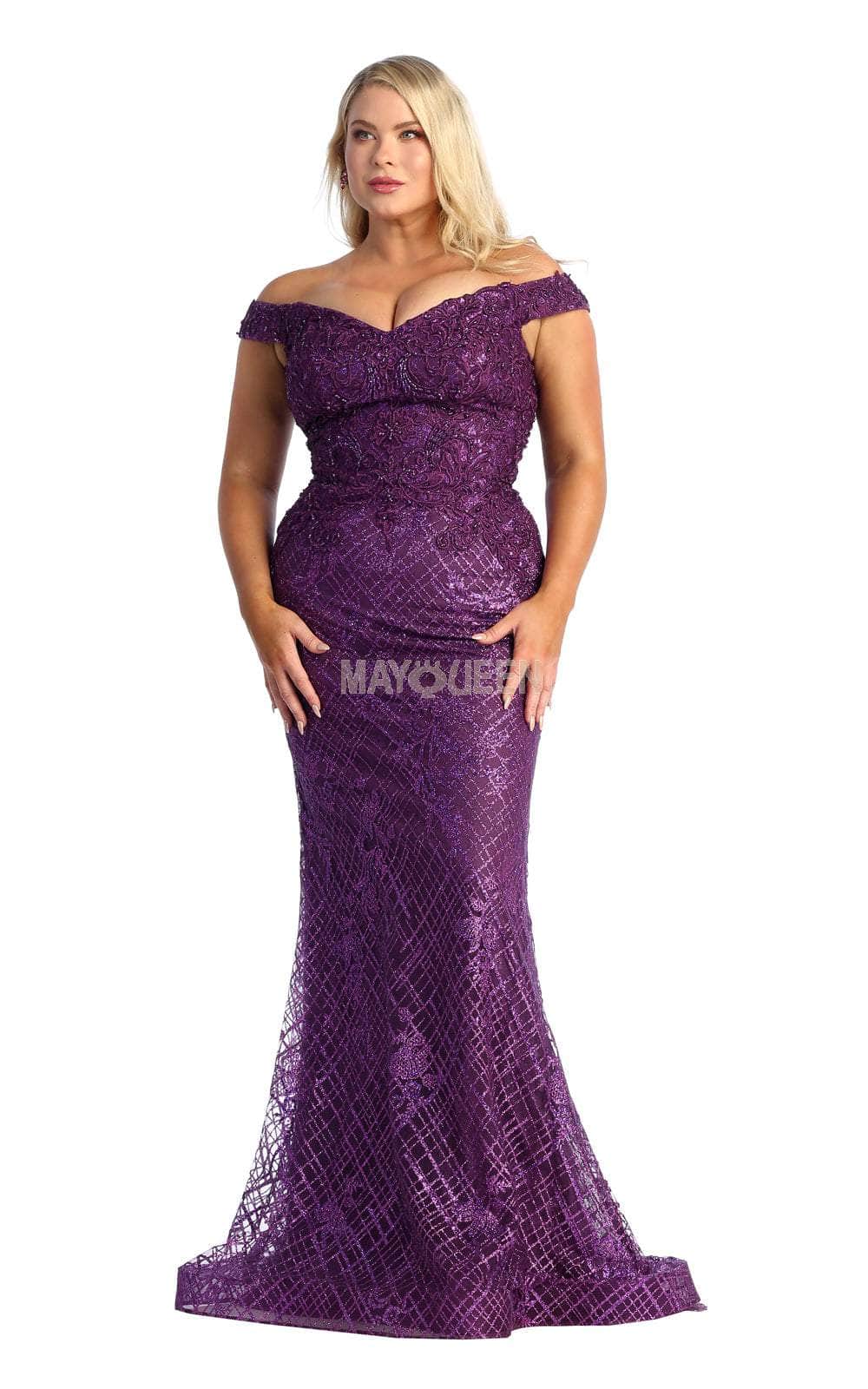 May Queen RQ7930 - Embroidered Sheath Evening Dress Special Occasion Dress
