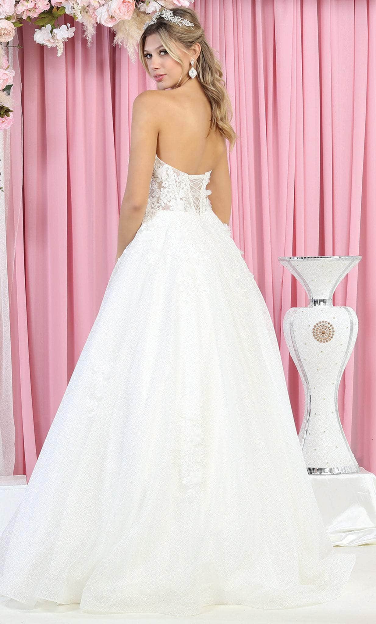 May Queen RQ7938 - Floral Strapless Bridal Dress Bridal Dresses