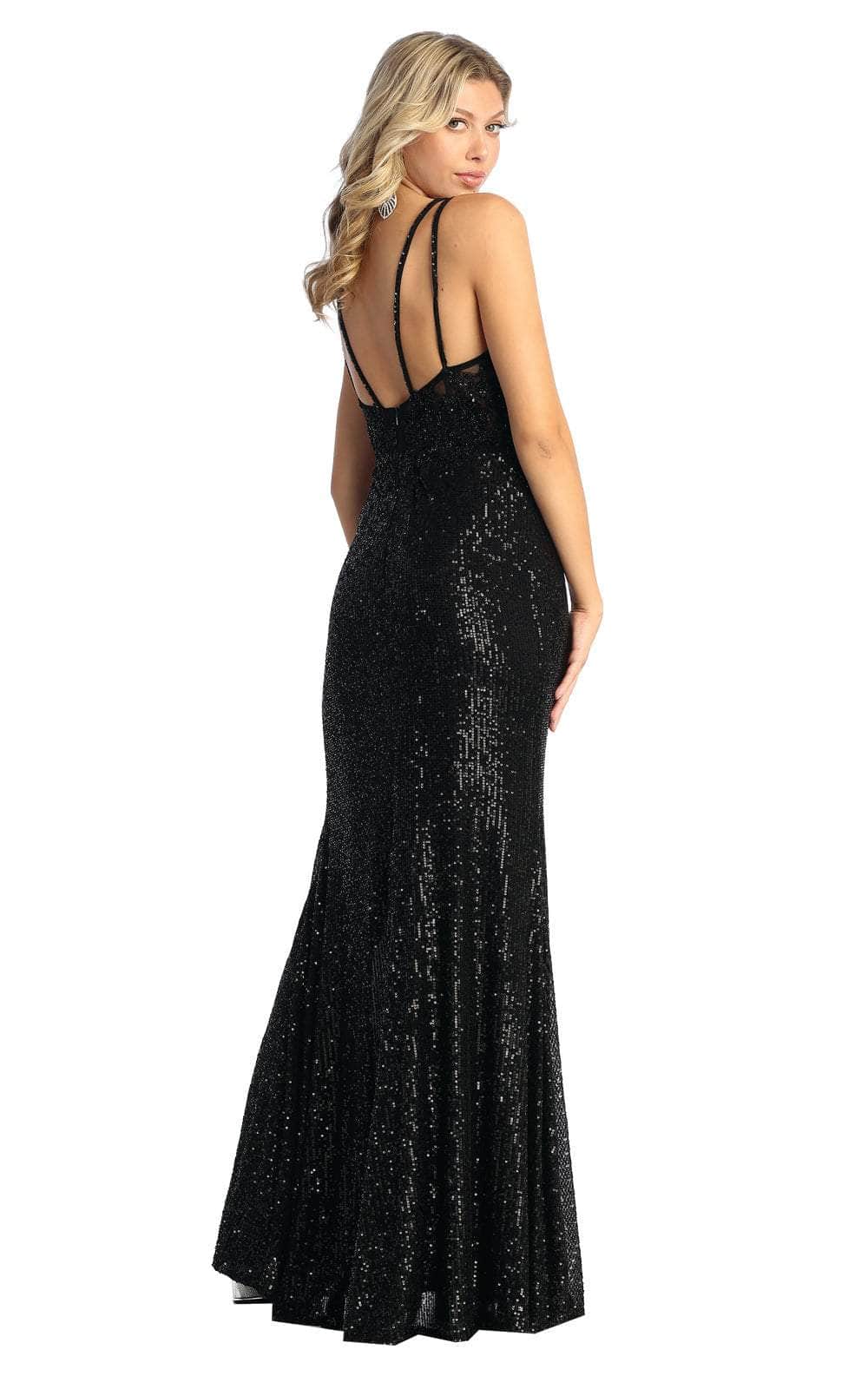 May Queen RQ7940 - Sequined V-Neck Evening Dress Special Occasion Dress