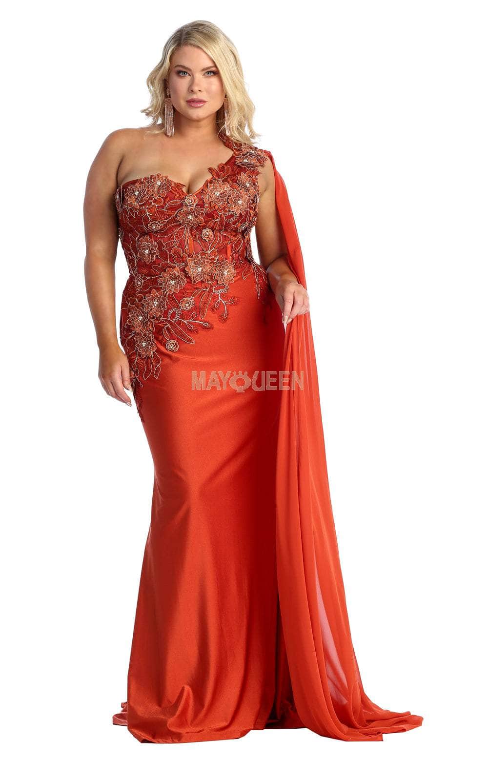 May Queen RQ7943 - Asymmetric Cape Sleeve Evening Dress Special Occasion Dress