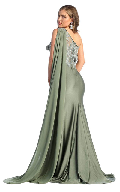 May Queen RQ7943 - Asymmetric Cape Sleeve Evening Dress Special Occasion Dress