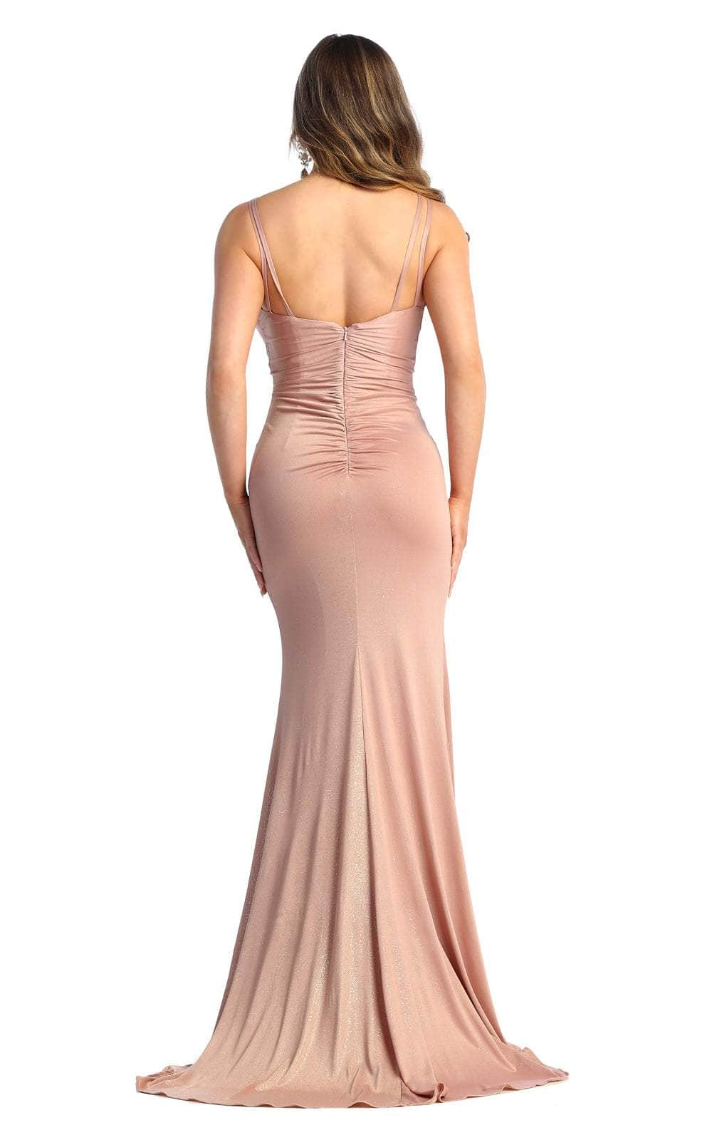 May Queen RQ7956 - Pleated High Slit Evening Dress Special Occasion Dress