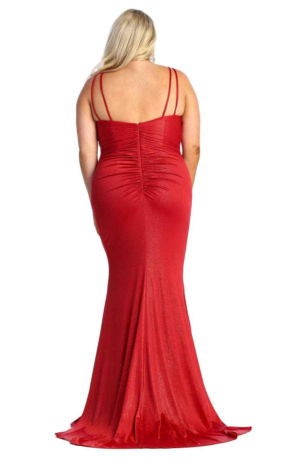 May Queen RQ7956 - Pleated High Slit Evening Dress Special Occasion Dress