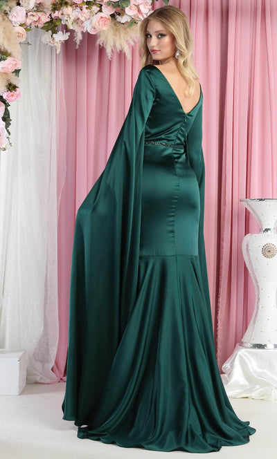 May Queen RQ7961 - Cape Sleeves V Neck Sheath Dress Evening Dresses