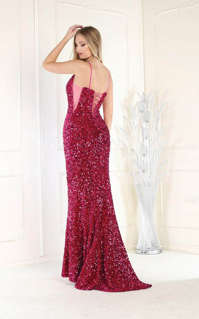 May Queen RQ7987 - Sequin Embellished Sleeveless Evening Dress Special Occasion Dress