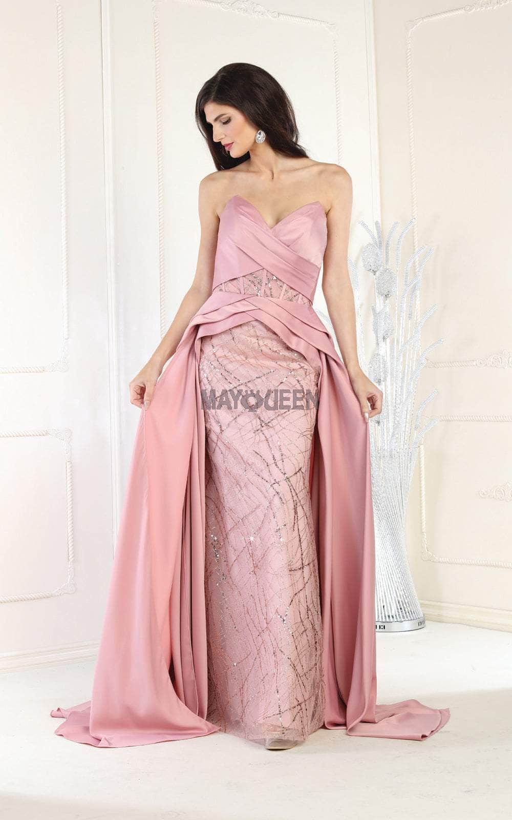 May Queen RQ8001 - Strapless V Sweetheart Long Gown Special Occasion Dress