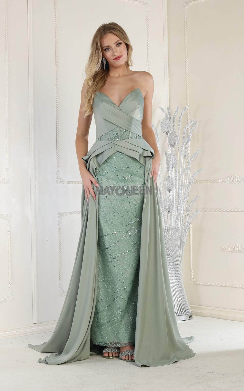 May Queen RQ8001 - Strapless V Sweetheart Long Gown Special Occasion Dress